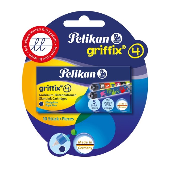 Картридж Pelikan School Griffix 4001 GTP (PL960559) синие чернила для ручек перьевых блистер (10шт)
